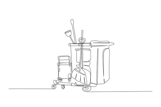 recommend clip art: Female scientist working using microscope in continuous one line drawing. Single line art illustration of scientist and laboratory equipment Set. Editable vector.