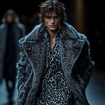 Persona modelando con prendas de animal print