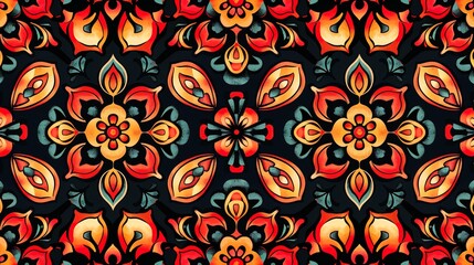 mexican folk art seamless pattern wallpaper