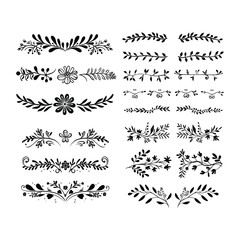 set of Floral elements hand drawn design template vector