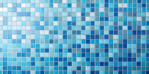 A Serene Mosaic of Small Blue and White Tiles Forming a Textured Wall Surface