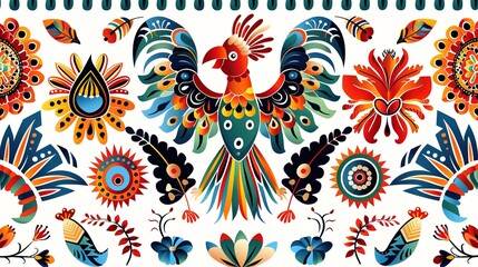 Fototapeta premium mexican folk art seamless pattern wallpaper