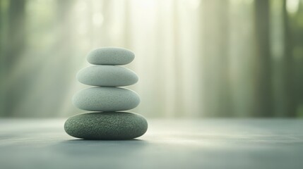A stack of four white rocks on a table