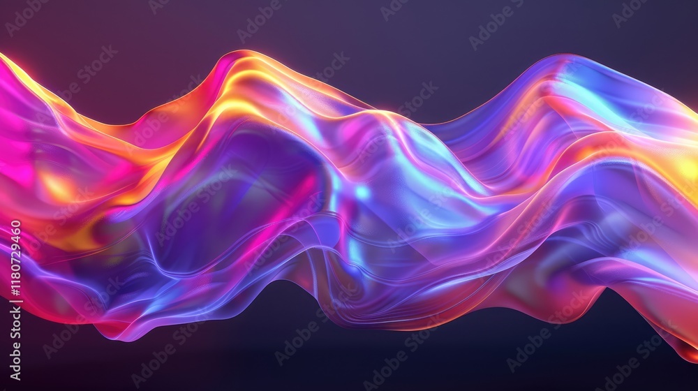Fototapete rendering of colorful abstract fluid shapes.lines background with dark blue colors.
