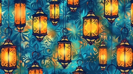 Obraz premium moroccan lantern seamless pattern wallpaper