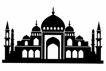 mosque silhouette vector illustration and white background