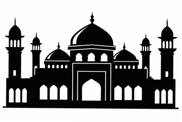  mosque silhouette vector illustration and white background