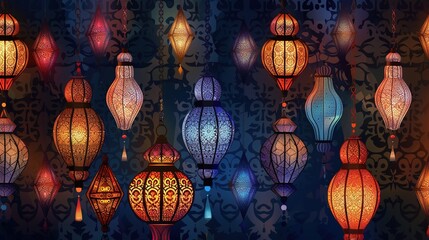 Obraz premium moroccan lantern seamless pattern wallpaper