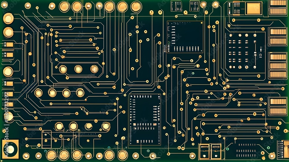 Poster detailed complex intricate digital circuit board abstract geometric pattern design with futuristic t