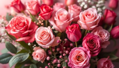 Romantic Bouquet of Pink and Red Roses - Valentine's Day Flowers