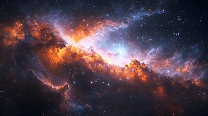 Fototapeta premium Stunning cosmic energy visuals with swirling nebulae glowing stars and dynamic galactic waves This captivating artwork showcases the beauty and power of the universe evoking a sense of wonder and