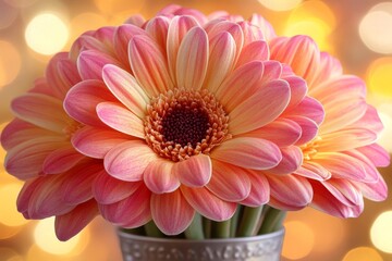 Fototapeta premium Close-up of Peach-Colored Gerbera Daisies in a Vase