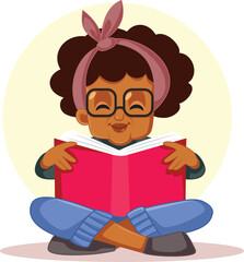 Grandmother of African Ethnicity Reading a Novel Vector Cartoon. Cheerful granny feeling relaxed enjoying a book
