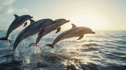 Magnificent Dolphins Leap at Sunset: A Breathtaking Ocean Scene