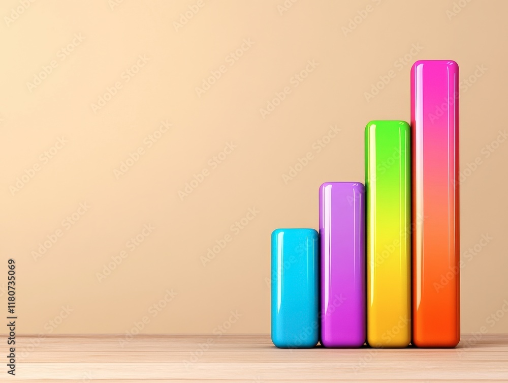 Poster colorful bar graph representation for business and data analysis