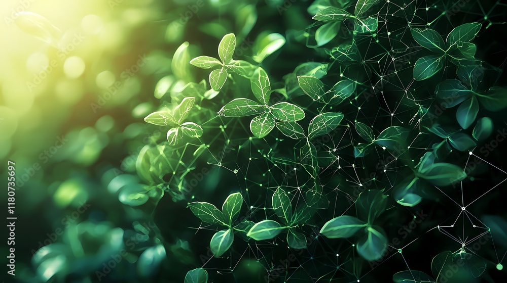 Poster lush and vibrant digital nature inspired designs featuring intricate greenery foliage and dynamic sw