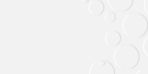 Abstract white circle shape geometric line background. abstract seamless modern white and gray color technology concept geometric circle vector background neomorphism style poster, banner design.