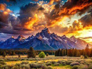 Obraz premium Breathtaking alpine panorama: majestic peaks and scenic landscapes.