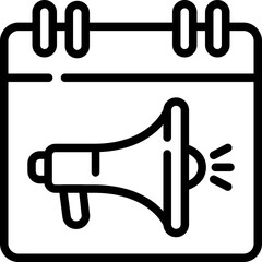 Promotion calendar icon. Megaphone speaker or loudspeaker for announce calendar. Shopping reminder. Editable stroke.