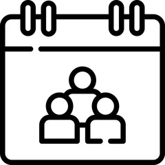Meeting calendar icon. Personal organizer, daily checklist management, containing date, timetable, weekly schedule, agenda. Editable stroke.
