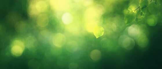 Obraz premium Abstract green bokeh background evokes the fresh and vibrant feel of a spring day. Generative AI