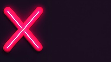 Fototapeta premium Glowing Neon X Symbol on Dark Background