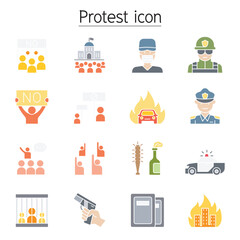 Protest , revolution, strike, icon set in thin line style