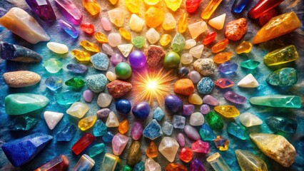 Fototapeta premium Elevate wellness with an aerial crystal grid. Harness holistic health, spiritual energy, and alternative medicine's power.