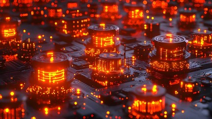 Minimalist high tech background with glowing digital circuitry patterns luminous techno nodes and an abstract futuristic aesthetic