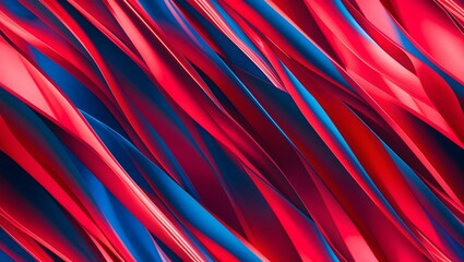 Dynamic Interplay of Crimson and Cerulean: A Vibrant Red Background with Flowing Ribbons of Contrasting Hues, Creating a Captivating Abstract Pattern