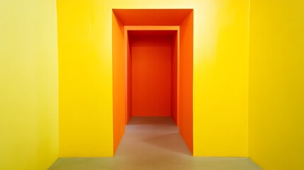 Fototapeta premium Bright Yellow and Orange Corridor Interior Design