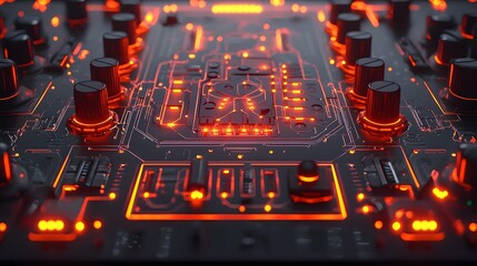 Futuristic hi tech digital interface with floating data points dynamic electronic connections and a glowing energy network  Abstract technology background with a modern innovative