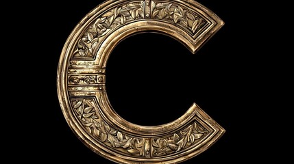 Ornate Golden Letter C: A Luxurious Alphabetic Design