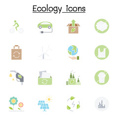 Ecology icon set in thin line style