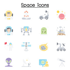 Space icon set in thin line style © Puckung