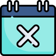 Obraz premium Unavailable calendar icon. Personal organizer, daily checklist management, containing date, timetable, weekly schedule, agenda. Filled outline icon.