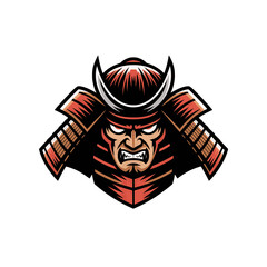 samurai wild angry character design illustration flat logo