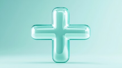 Fototapeta premium A green glass cross with a white outline