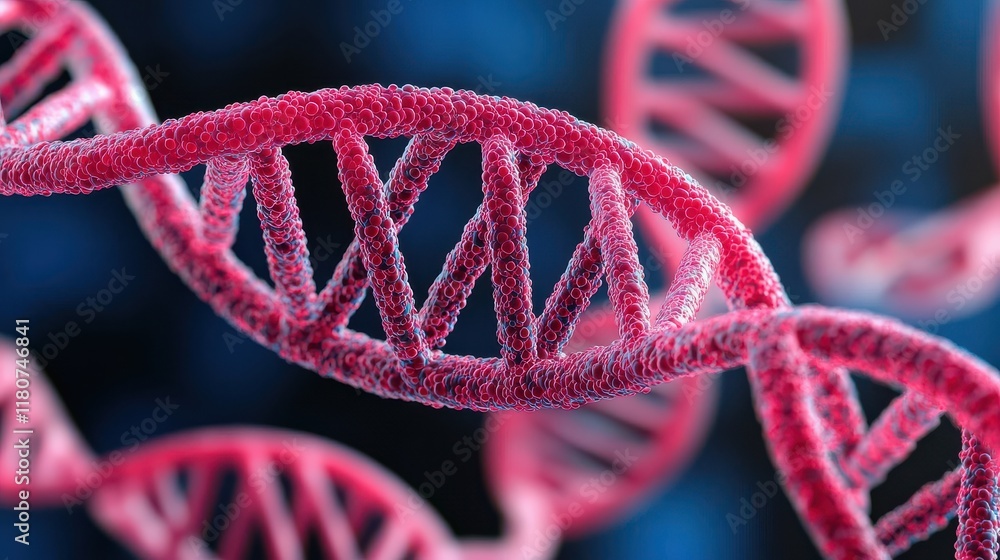 Poster a close-up view of a vibrant, twisting dna double helix structure, highlighting its intricate design
