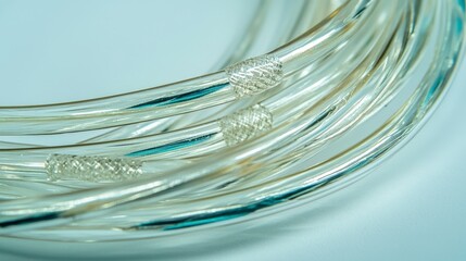 Shiny Silver Tubing  Closeup  Industrial Material  Transparent  Reflective  Metal  Abstrac