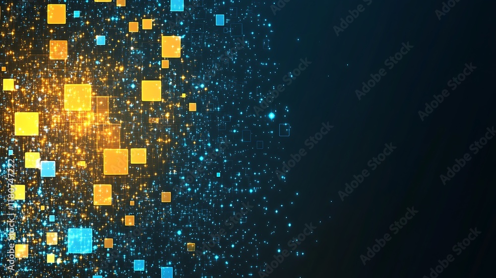 Aufkleber abstract digital background with glowing squares and particles