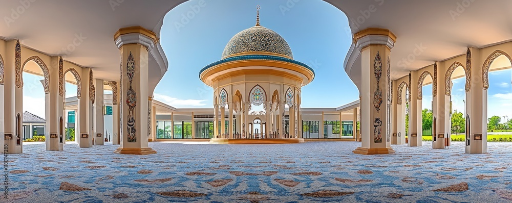 Aufkleber a panoramic view of a grand architectural structure with a dome and intricate design.