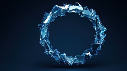 Abstract circular frame of shattered ice background