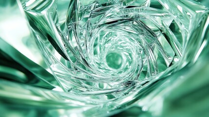 Abstract swirling green crystal vortex background