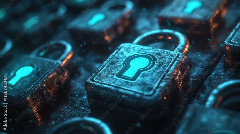 Poster enhancing digital security measures for internet banking creative visualization virtual space high f