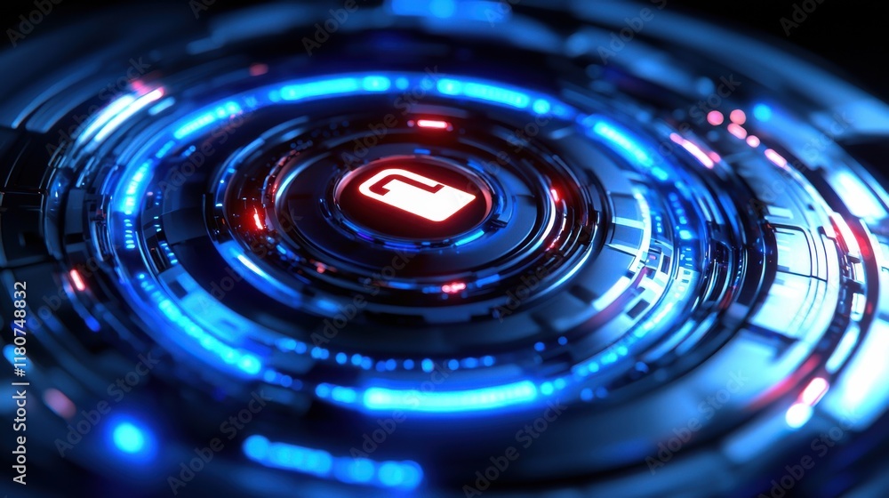 Aufkleber unlocking the future a glowing lock symbol in holographic high fidelity display digital environment 