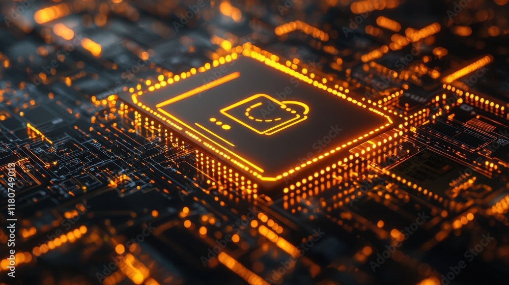 Poster Integrating secure payment icon in glowing high fidelity environments for enhanced digital transactions