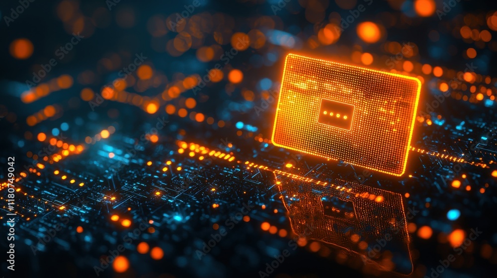 Aufkleber Integrating a secure payment icon in a glowing high-fidelity digital environment for enhanced user experience