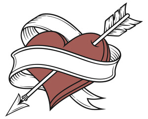 Heart with Arrow Tattoo Design ,valentine's day Design