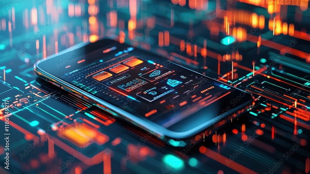 Poster innovative smartphone projects holographic internet banking in high fidelity virtual environment fut